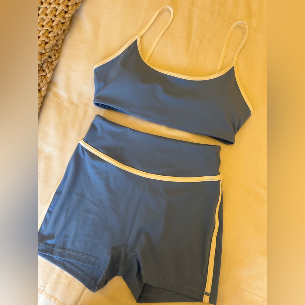 Blue and White Activewear Set